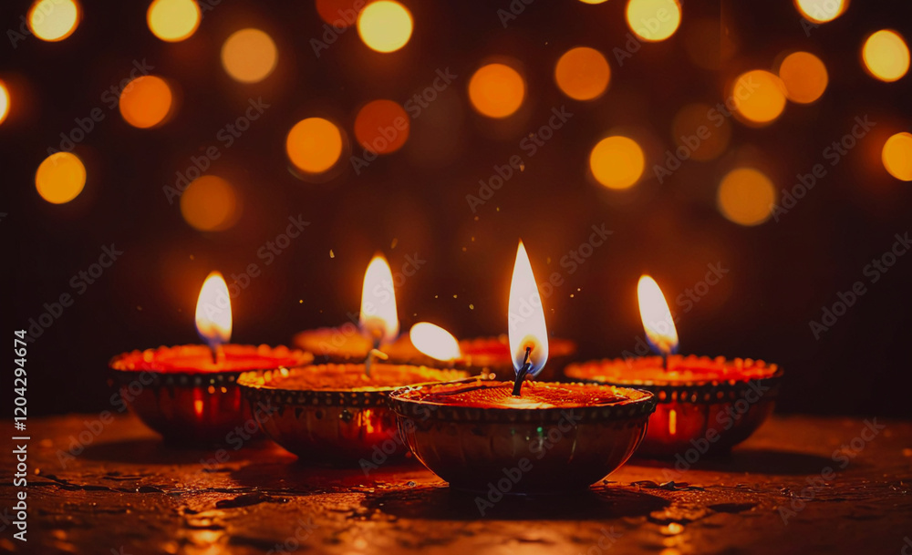 Poster A group of candles are lit and placed in a gold bowl on a table. The candles are arranged in a row, with some of them closer to the front and others further back. The bowl is the main focus of the