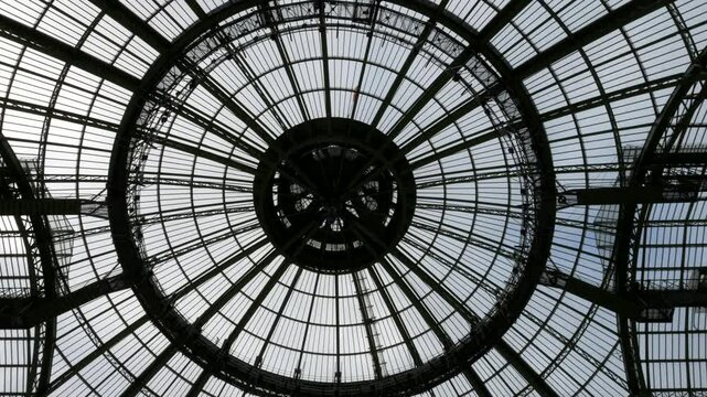 Paris.France. 01-06-2025. Interial view glass dome of grand palace. City of Paris. Video 4K