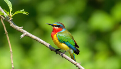 Fototapeta premium Vibrant Rainbow Bee Eater Bird on Branch