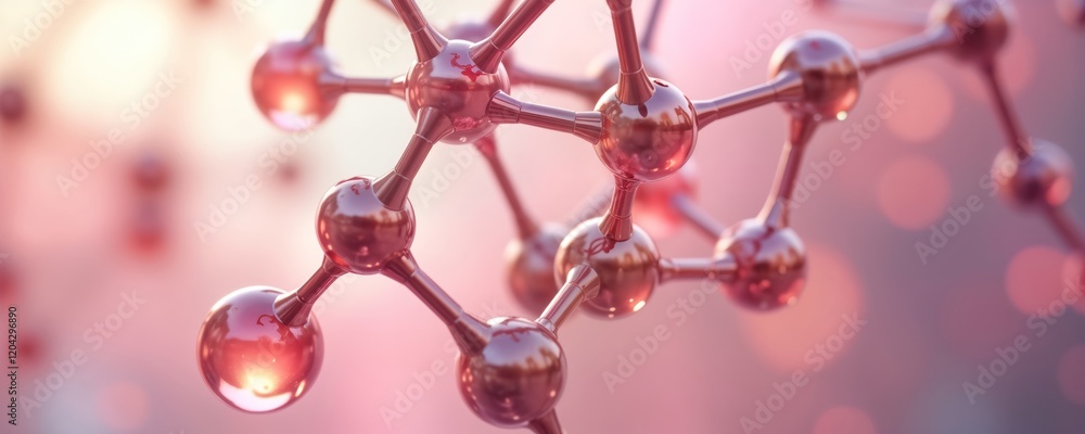 Poster detailed close-up view of water molecule structure. atoms connected by bonds. visual representation 