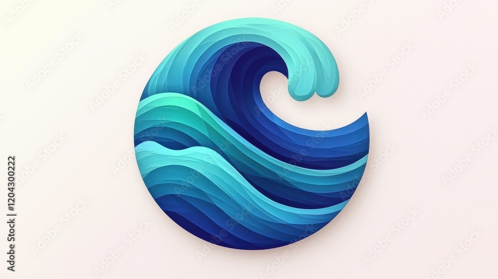 Poster dynamic ocean wave art gallery display 3d minimalist environment frontal closeup curves emphasized