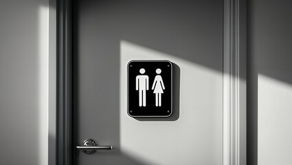 Bathroom Door with Gender Symbols, Male and Female