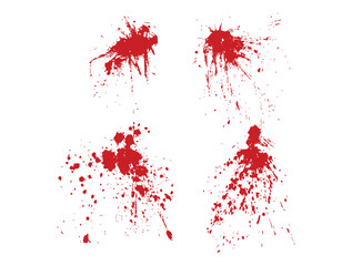 vector red blood splatters set on white background