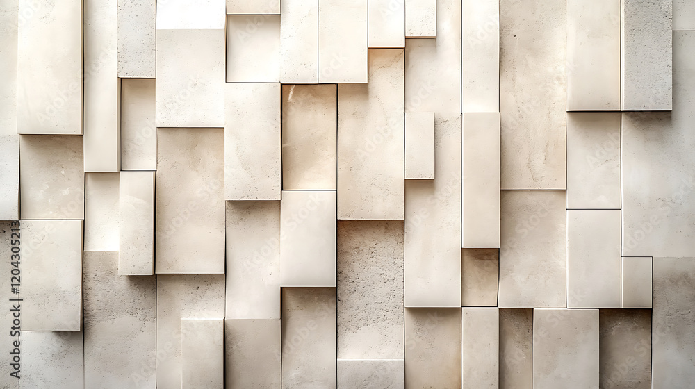 Poster minimalist wall texture in beige shades, featuring geometric pattern of rectangular panels. this des