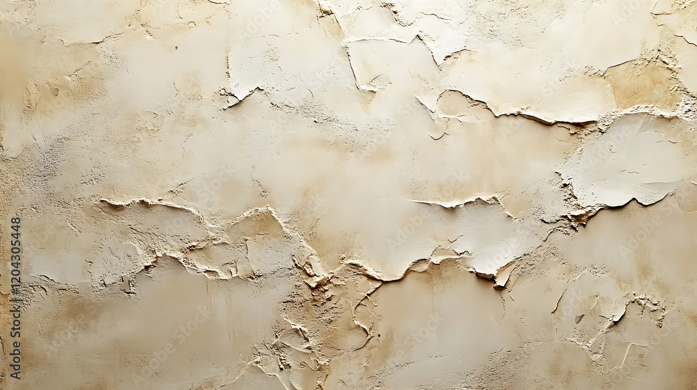 Poster textured wall in beige shades with minimalistic design, showcasing unique surface with cracks and la