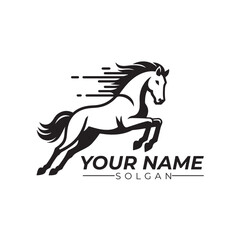 Illustration of a galloping horse long jumping, 