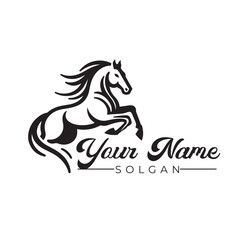 Illustration of a galloping horse long jumping, 