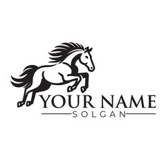 Illustration of a galloping horse long jumping, 