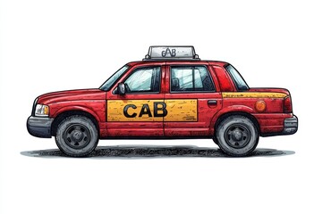 Taxi isolated on white background. Taxi icon. Cab isolated on white. Cab icon. Cab Car. Taxi Car Isolated element on white for Designers. Isolated Taxi Design Element. Cab Car Isolated on white.	