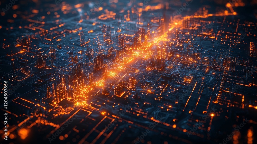 Poster a virtual representation of a smart grid that highlights the connectivity and health of its componen