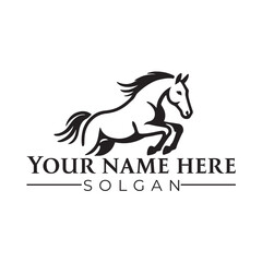 Illustration of a galloping horse long jumping, 