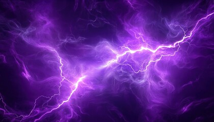 Purple energy background, with swirling smoke and lightning, against a dark purple backdrop
