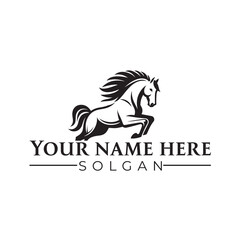 Illustration of a galloping horse long jumping, 