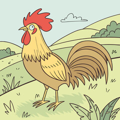 rooster in the grass