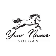 Illustration of a galloping horse long jumping, 