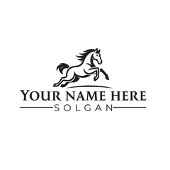 Illustration of a galloping horse long jumping, 