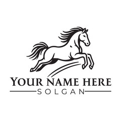 Illustration of a galloping horse long jumping, 