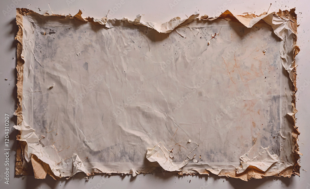 Poster A torn piece of paper with a white background. The paper is torn in a way that it looks like it has been ripped apart