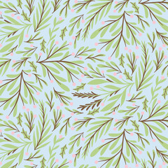 Spring foliage seamless pattern, background, vector illustration. 