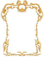 Golden frame on transparent background, cut out, 3D render
