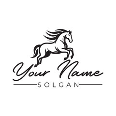 Illustration of a galloping horse long jumping, 