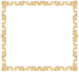 Golden frame on transparent background, cut out, 3D render
