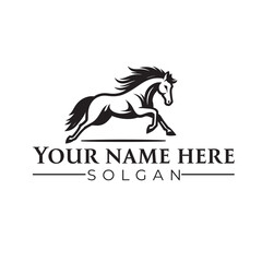 Illustration of a galloping horse long jumping, 