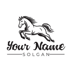 Illustration of a galloping horse long jumping, 