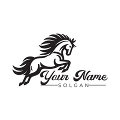 Illustration of a galloping horse long jumping, 