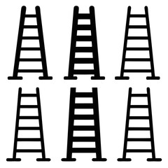 Simple Black and White Ladder Icons Set
