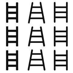 Simple Black and White Ladder Icons Set