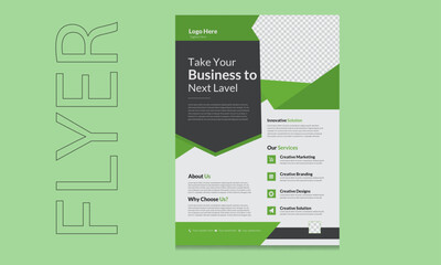 Corporate business flyer design ,Business Flyer template for  black and green color variation.