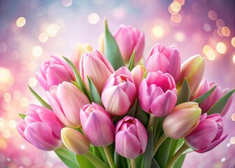 Fototapeta premium A pretty pink tulip bouquet, a spring holiday floral arrangement.