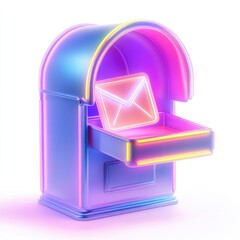 Neon Mailbox with Glowing Envelope