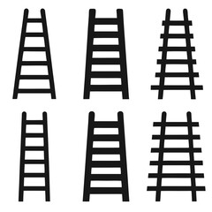 Collection of Simple Black Ladder Icons