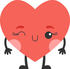 Cartoon heart character with face, hands and feet. Symbol of love. Vector illustration. 7