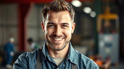 Fototapeta premium portrait of a white man looking at the camera and smiling