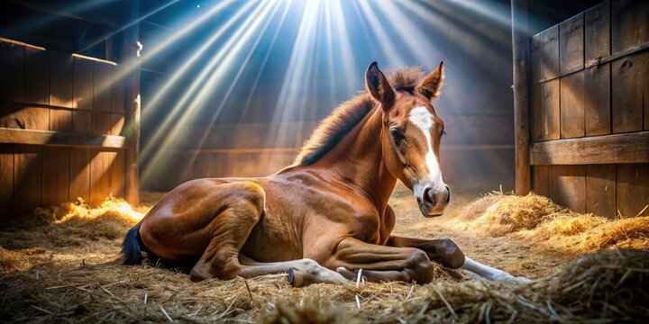 A weanling horse, sun-drenched and soulful, its double-exposed image whispers of serenity amidst quiet sadness.