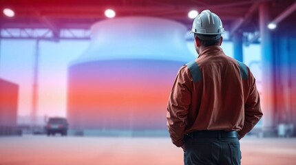 engineer overseeing at work with safety helmet on