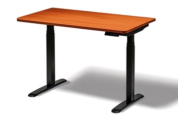 Electric Height Adjustable Desk: Cherry Wood Top, Black Frame