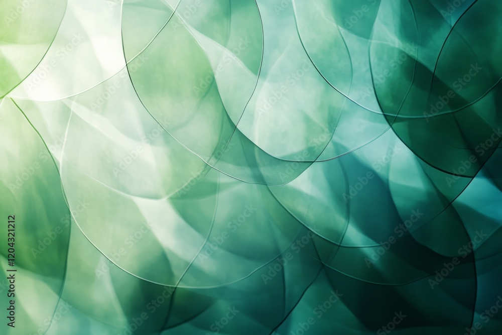Aufkleber abstract green background with intertwined wavy shapes creating beautiful light effects