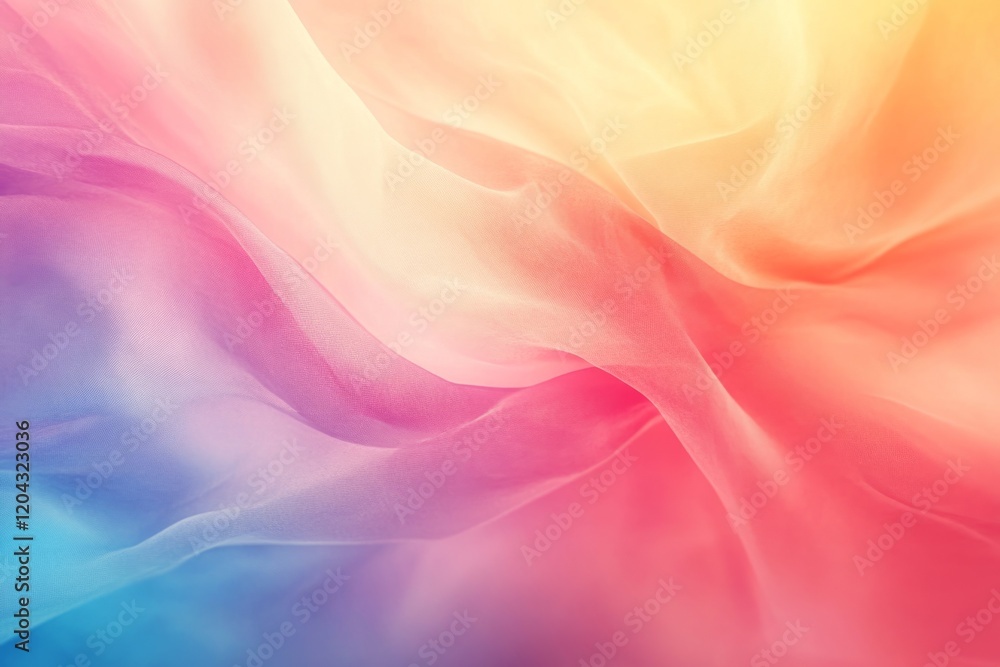 Poster smooth elegant chiffon fabric flowing creating abstract background with pastel colors ranging from b