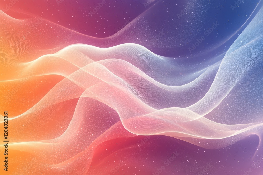 Poster smooth elegant pastel gradient background with flowing lines and glitter particles creating a luxuri