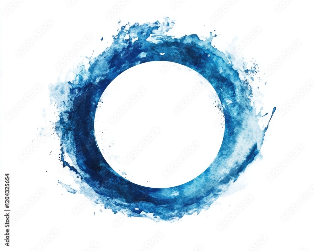 Poster textured blue circle in watercolor style - versatile element for web and print design