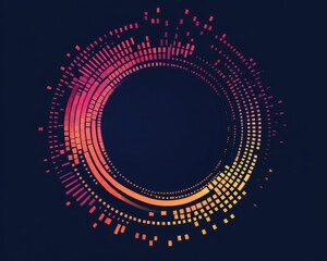 Circular Soundwave Icon: Abstract Representation of Audio Frequencies in a Stylish Music Studio Design