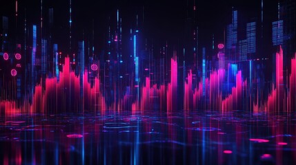 Neon Digital Cityscape: A Futuristic Abstract Metropolis