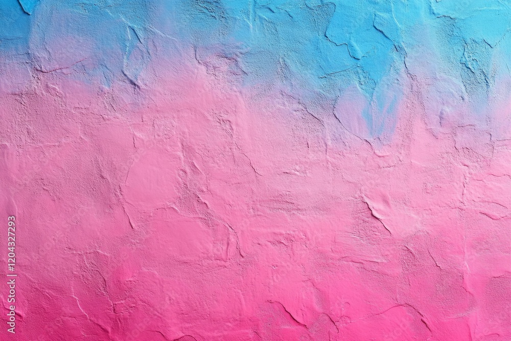 Poster rough textured wall painted with a gradient of pink and blue, creating a vibrant and colorful backgr