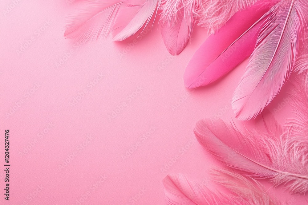 Aufkleber soft pink feathers arranged on a matching pink background, creating a delicate and feminine border w