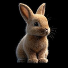 Realistic D Easter Bunny on Black Background