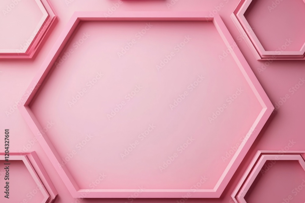 Poster modern background design featuring pink hexagonal frames, creating a stylish and contemporary visual